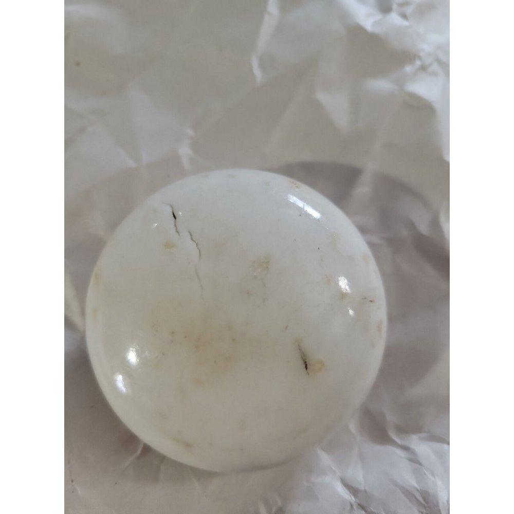 White Porcelain Door Knob 2.5 Inch Diameter Keyhole Mount Vintage